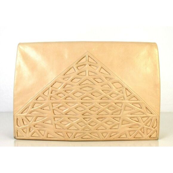 VTG ANDREA PFISTER ITALY CREAM BLUSH GENUINE LEATHER SHOULDER BAG XBODY PURSE - Picture 1 of 12